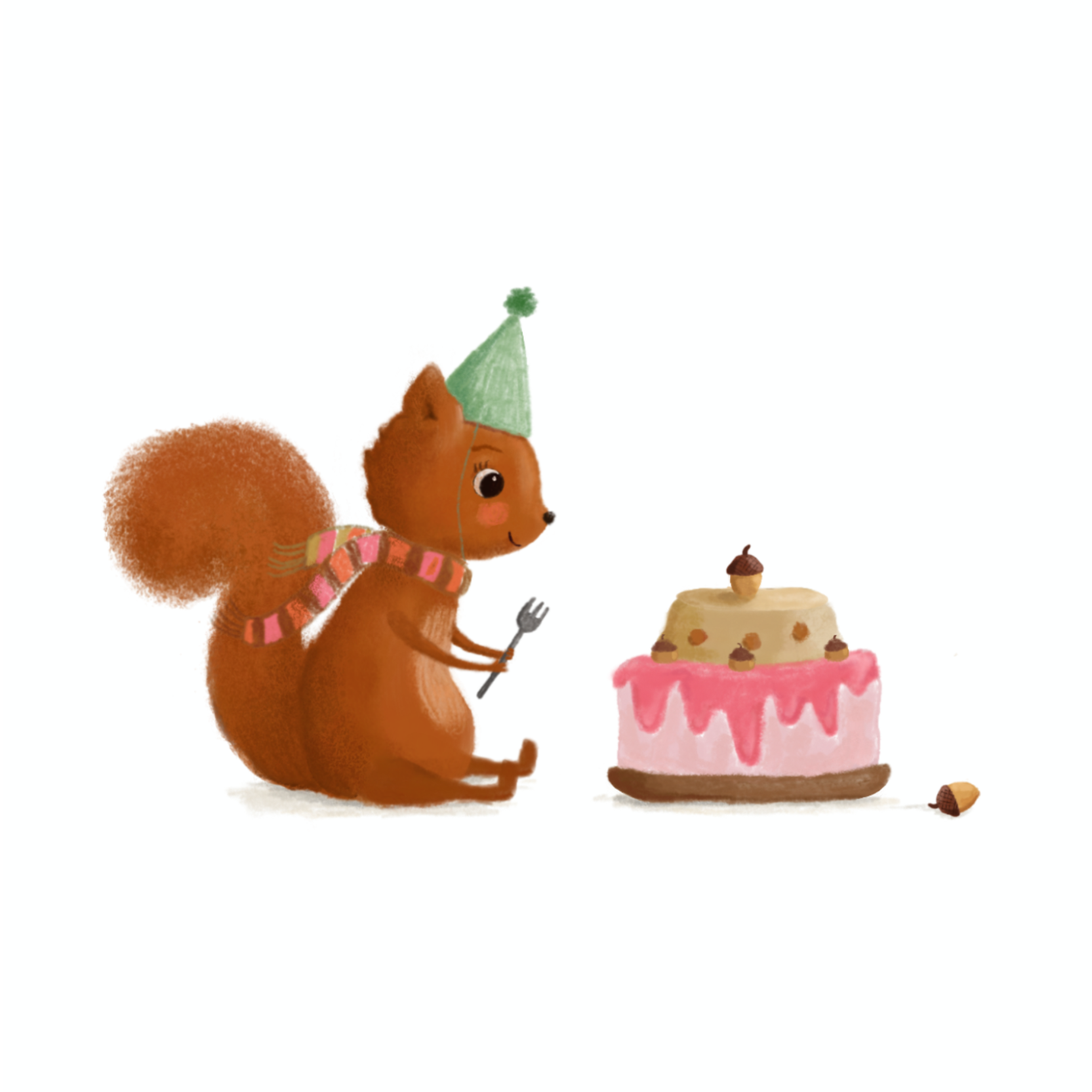 verjaardagskaart met vosje ballon en confetti