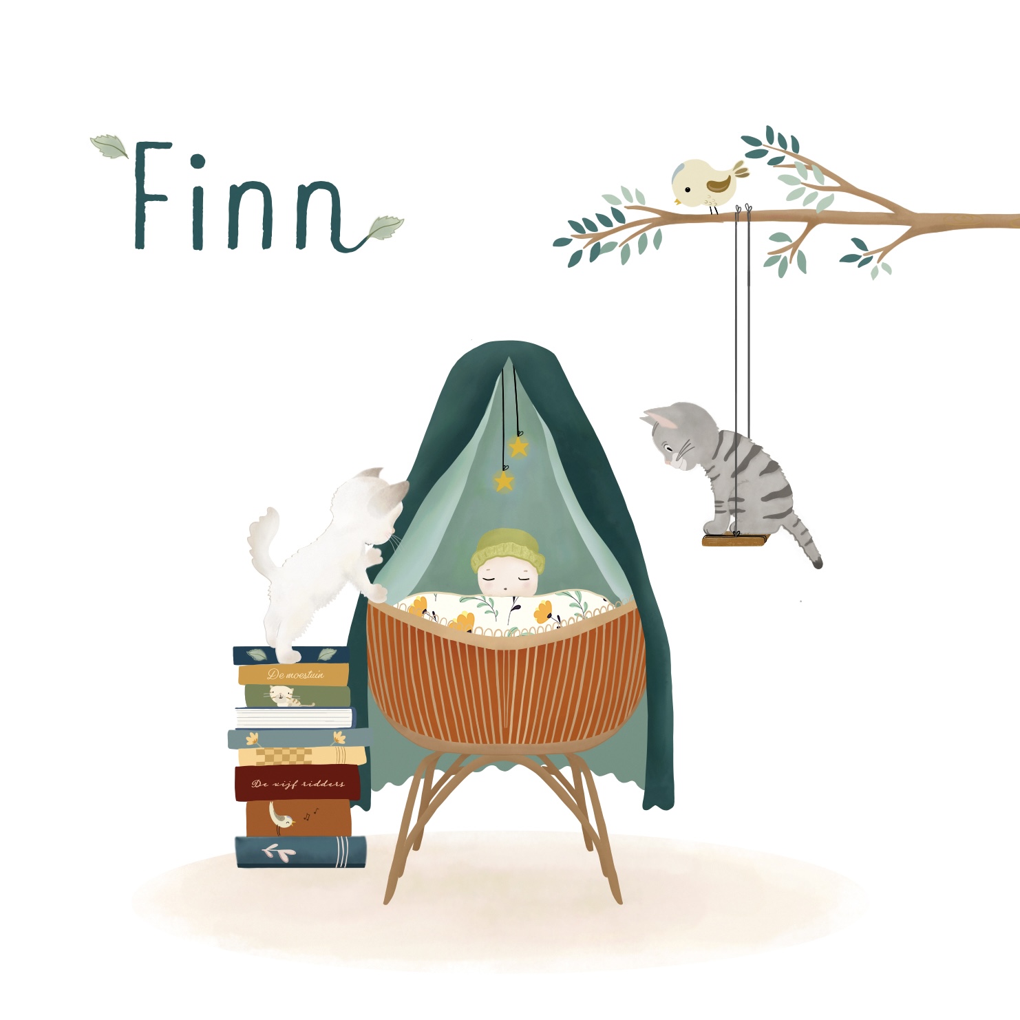 Illustratie gemaakt in Procreate van eekhoorn die jarig is